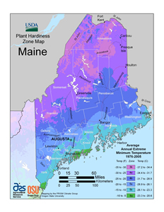 USDA Plant Hardiness Zone Map for Maine
